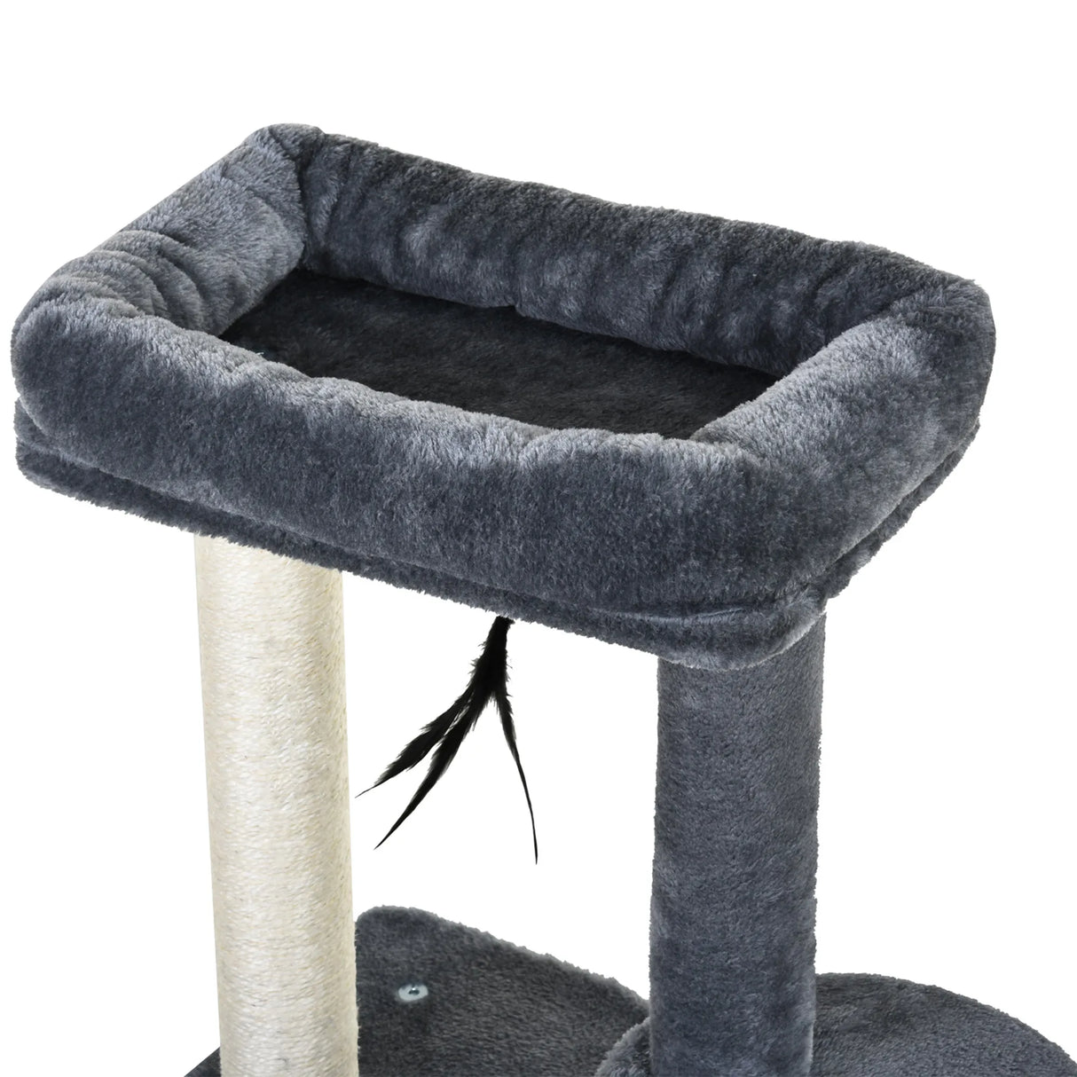 PawHut 100cm Cat Tree for Indoor Cats, Cat Tower Condo for Kittens with Cat House Sisal Scratching Posts, Hanging Ball Toys, Perches - Grey