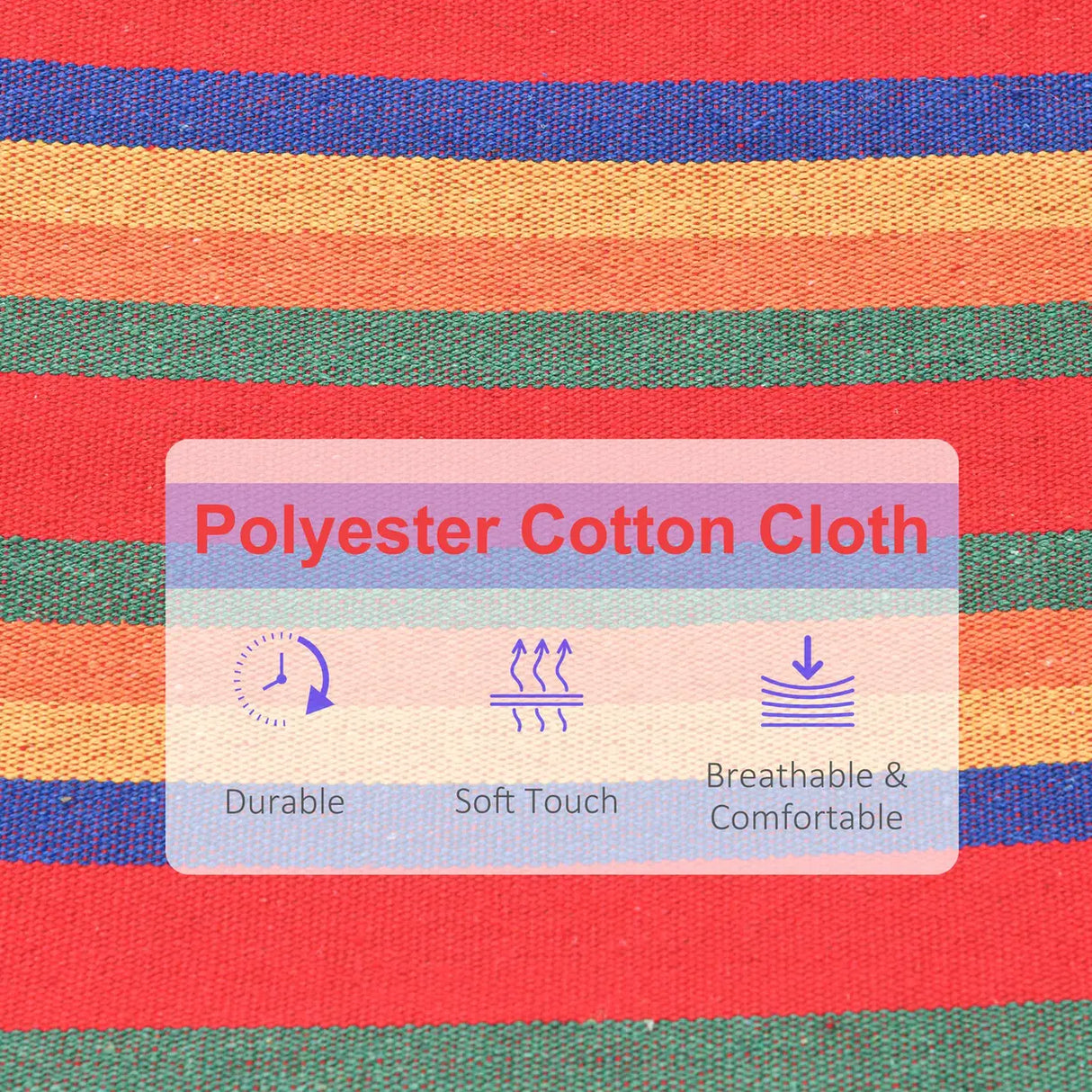 Outsunny Cotton Hammock Soft Portable Swing Sleeping w/ Headrest & Side Pocket Deluxe Swing Chair for Beach, Yard, Bedroom, Patio, Porch, Indoor, Outdoor14270 x 80 cm