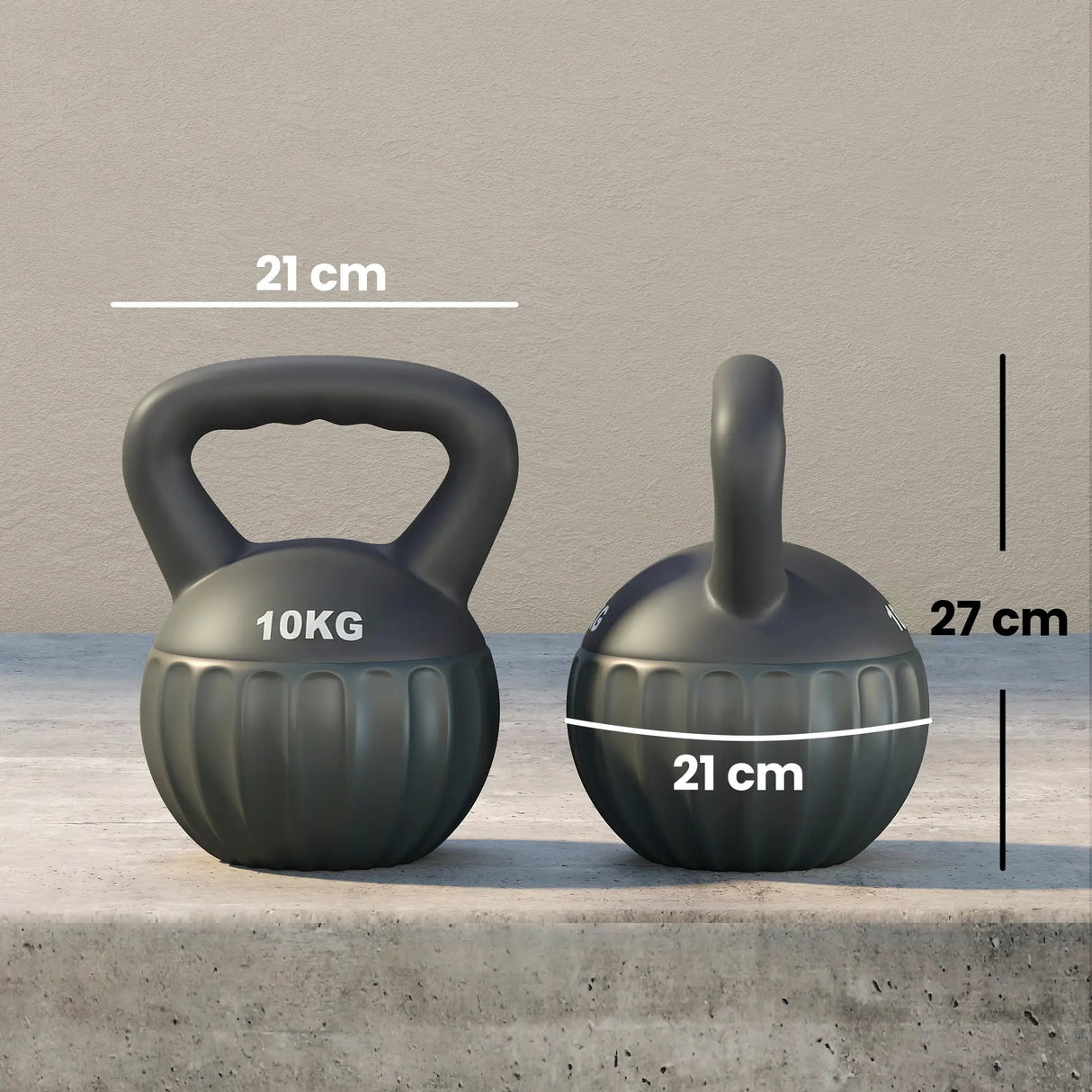 SPORTNOW Kettlebell for Strength Training Kettle Bell with Non-Slip Handle 10 kg Grey