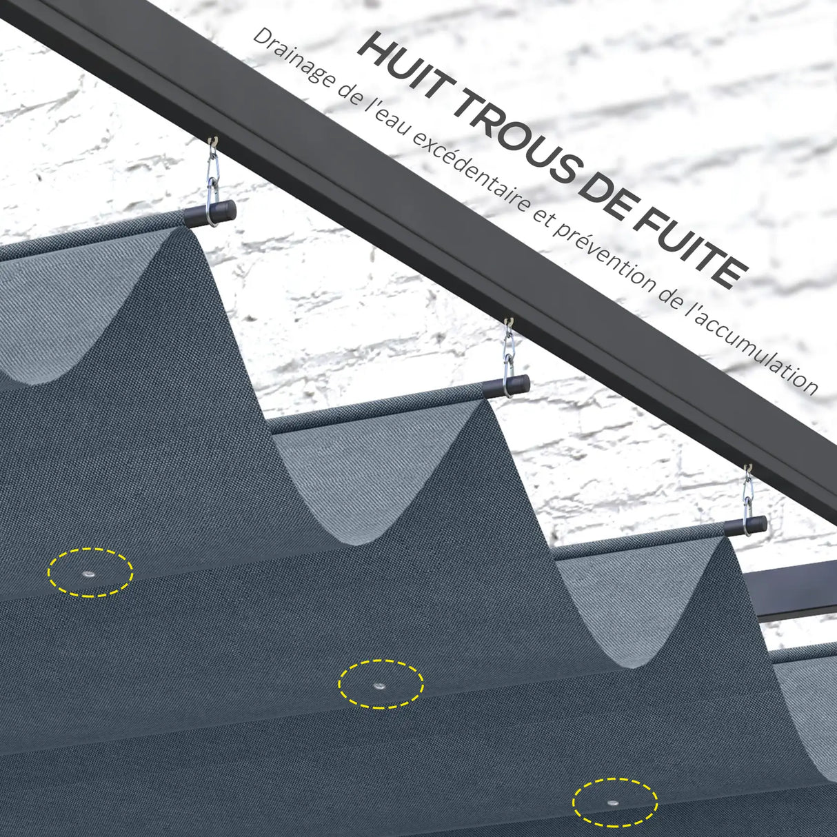 Outsunny Pergola Cover Roof, 2.86 x 2.45 m Retractable Sun Shade Top for 3 x 2m Pergola Frame, UV30+ Protected, Dark Grey