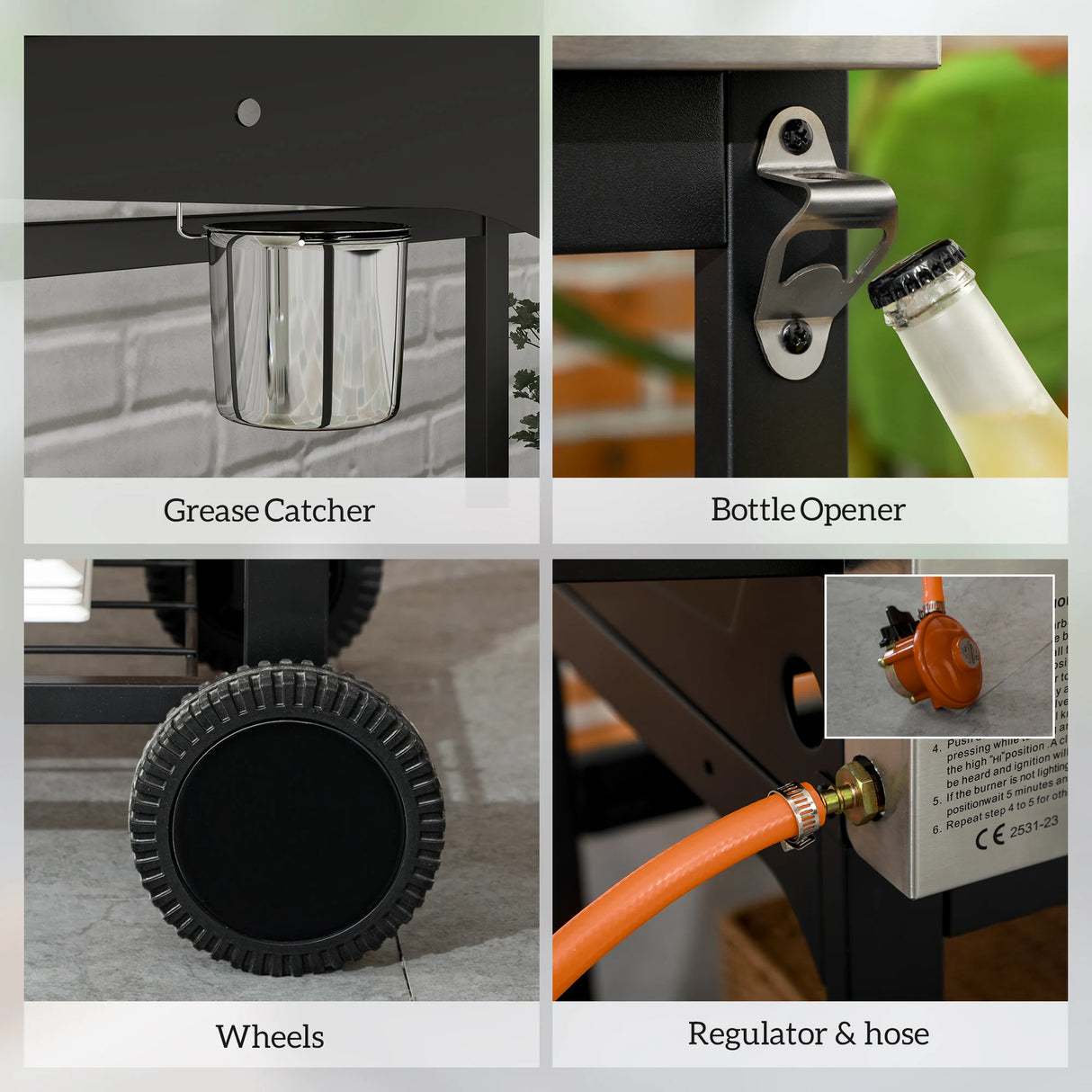 Outsunny Deluxe Duo Gas BBQ, with Grill, Plancha and Side Burner - Black