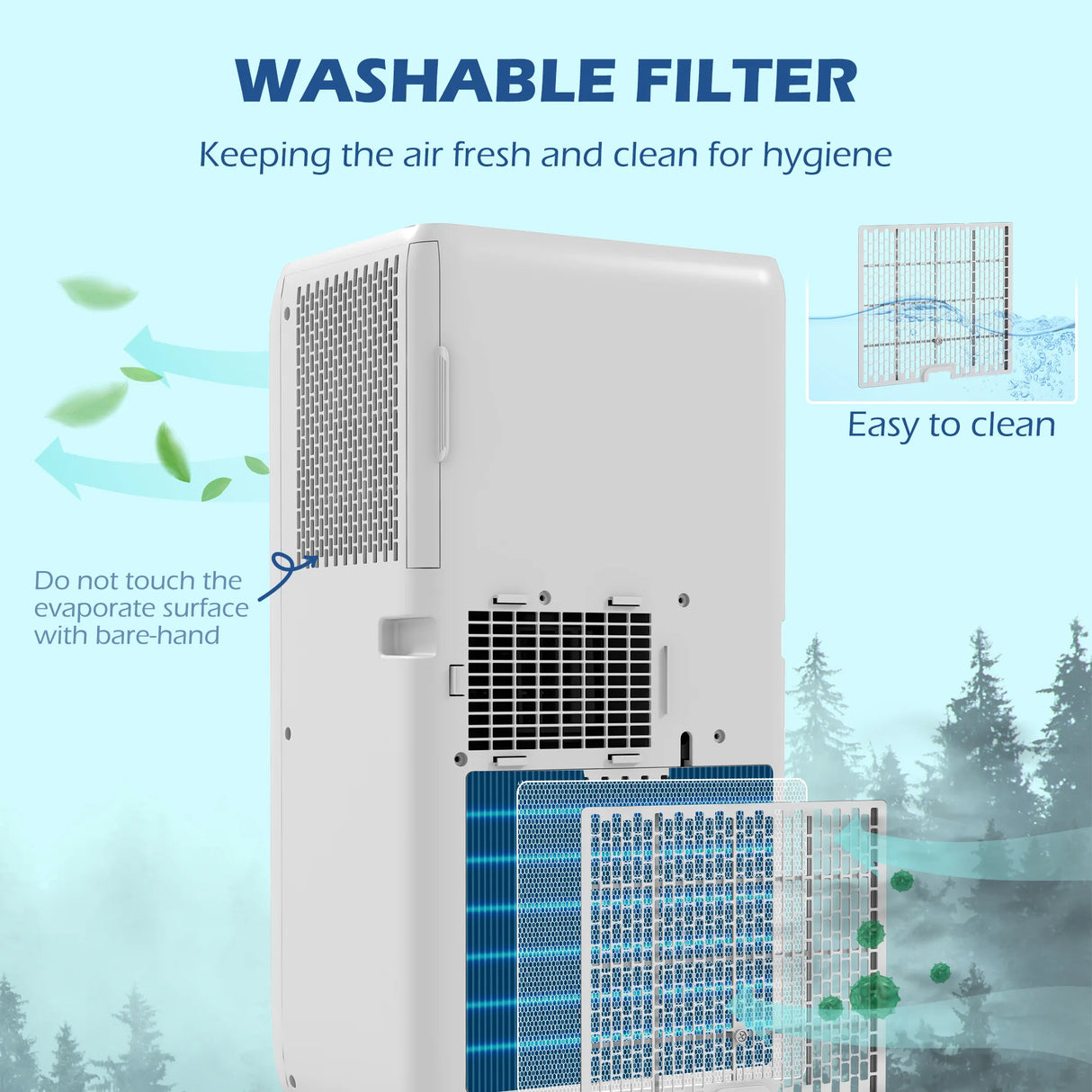 HOMCOM 7,000 BTU Mobile Air Conditioner for Room up to 26m2, with Dehumidifier, 24H Timer, Wheels, Window Mount Kit