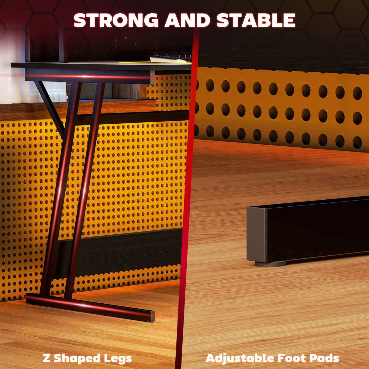 HOMCOM Two-Level LED Gaming Desk - Black