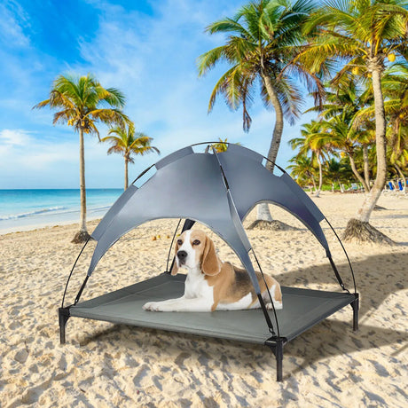 Elevated Pet Cot with Detachable Canopy Shade & Sturdy Steel Frame-XL