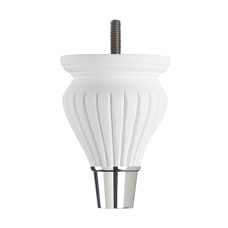 Brilliant White Hand Painted Sofa Leg – D-E1401BW - Chrome Cup Cap