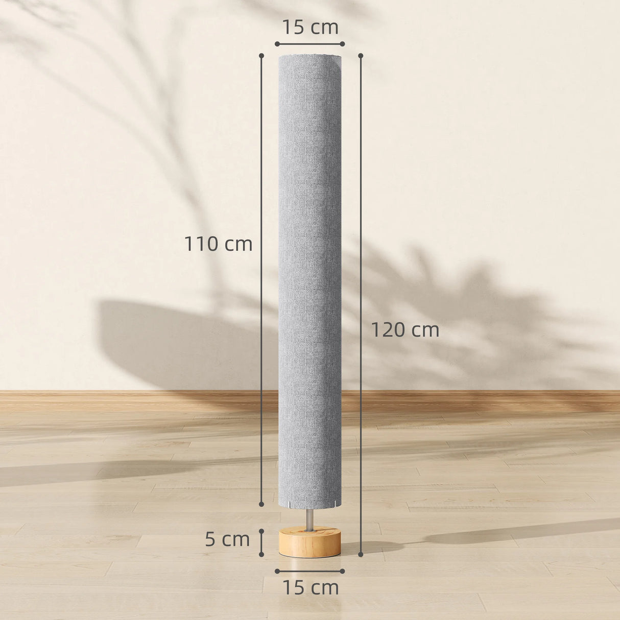 HOMCOM LED Floor Lamp for Living Room, 120cm Modern Standing Lamp with 3000K/4500K/6500K Colour Temperatures, Linen Shade and Wooden Base, Grey