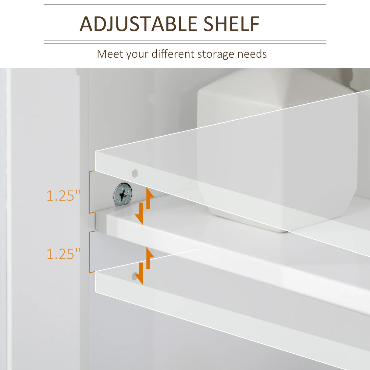 kleankin Under Sink Cabinet, Bathroom Sink Cabinet with 2 Doors, Pedestal Under Sink Design, Freestanding Bathroom Cupboard with Adjustable Shelf, White