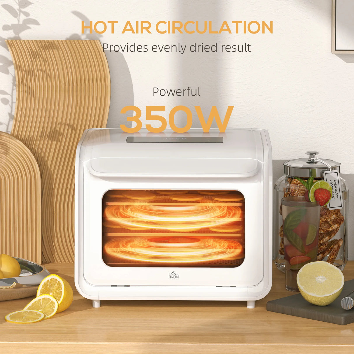 HOMCOM 35-70C Six-Tray Food Dehydrator - White