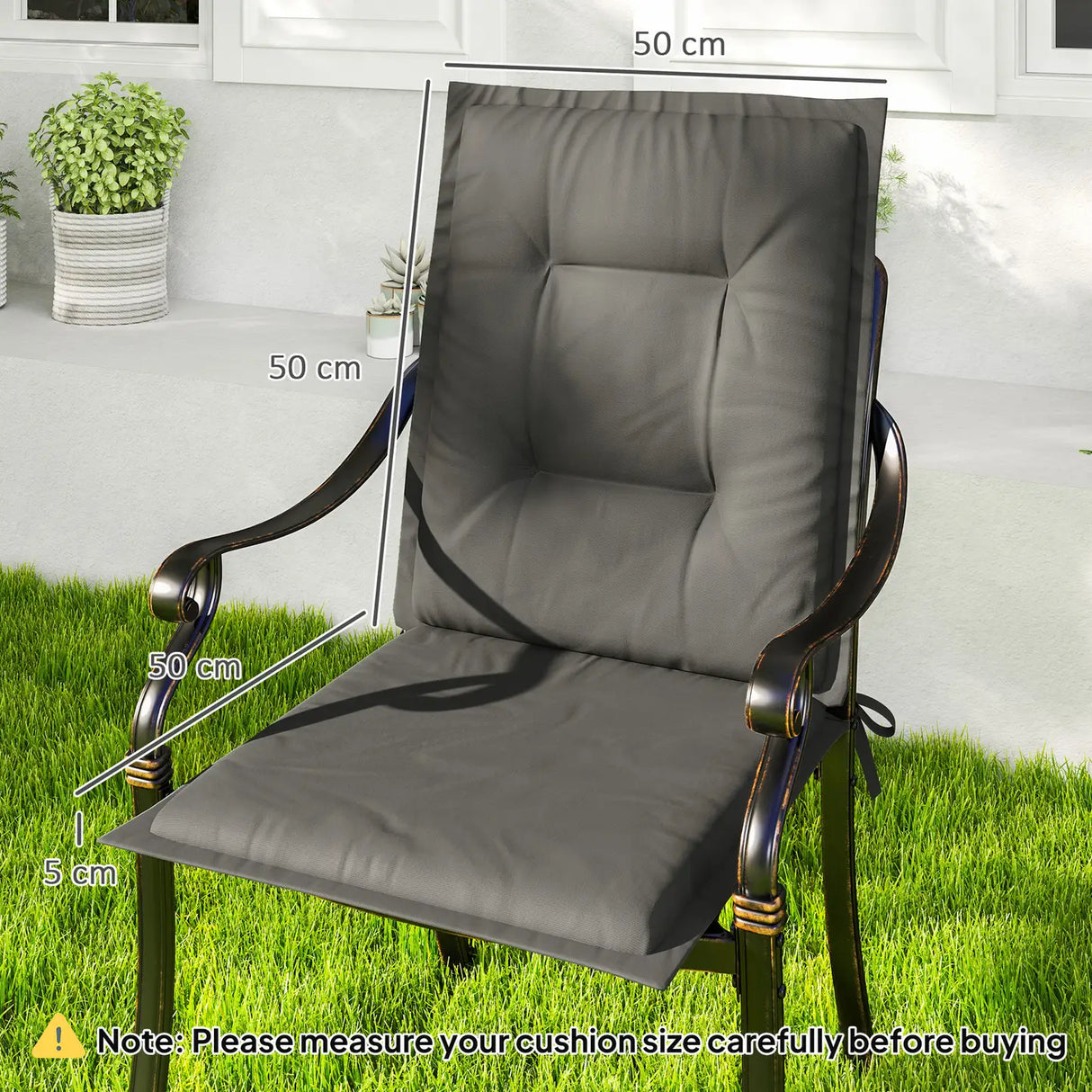 Outsunny Set of Four Padded Garden Seat Cushions - Light Grey