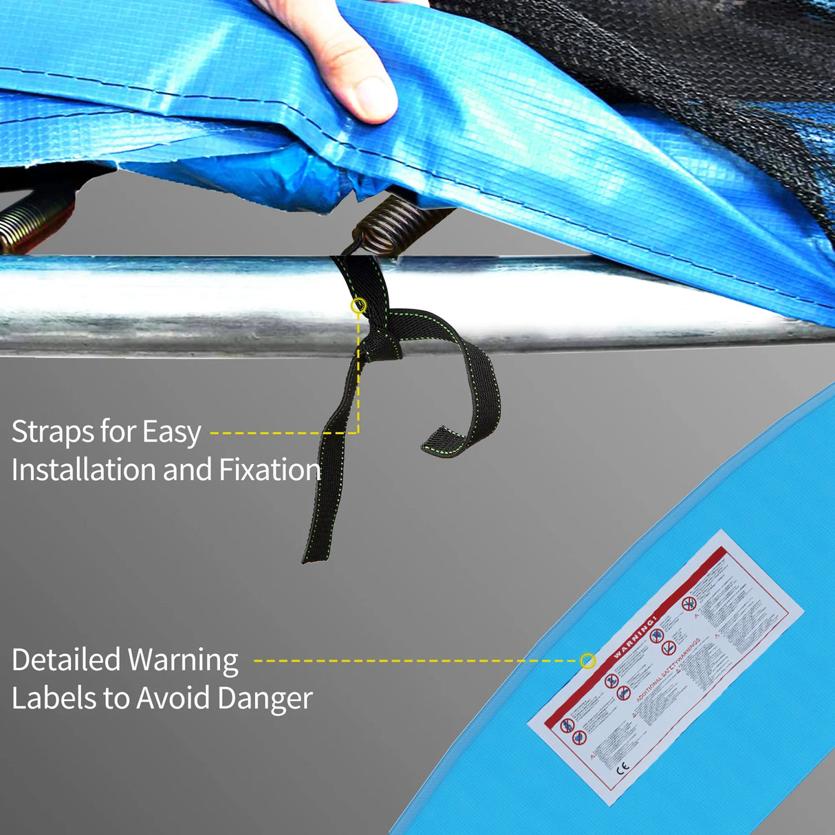 HOMCOM 12ft Trampoline Accessories Safety Pad 366cm Replacement Surround Padding Thick Foam Pads Light Blue