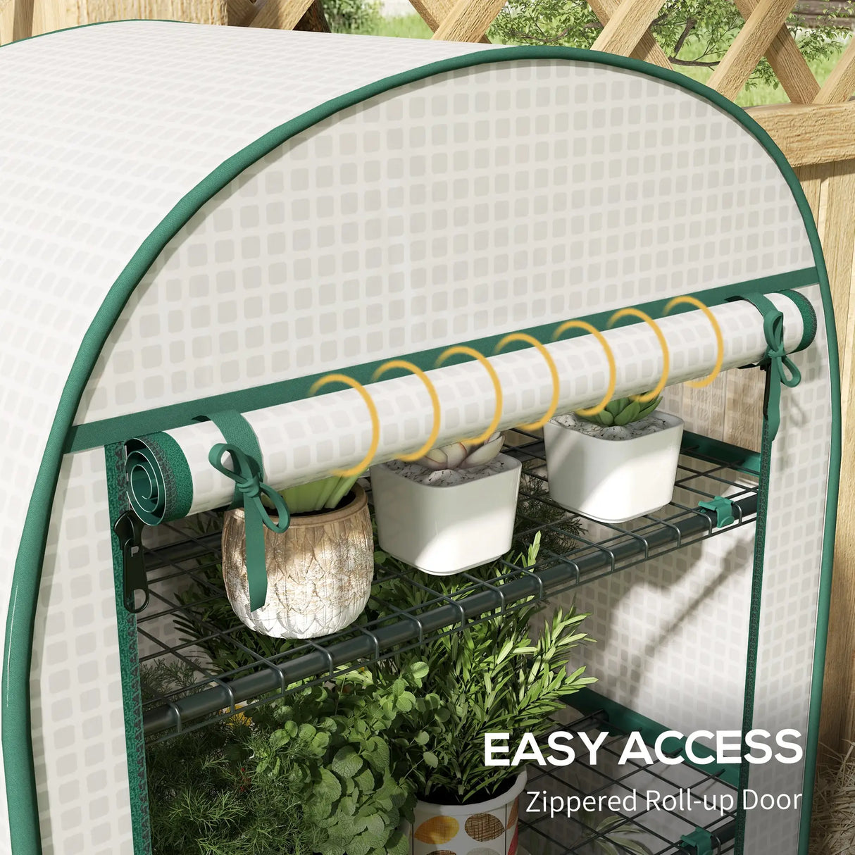 Outsunny 4 Tier Mini Greenhouse for Outdoor, Portable Gardening Plant Green House with Storage Shelf, Roll-Up Zipped Door, Metal Frame and PE Cover, 80 x 49 x 160cm, White