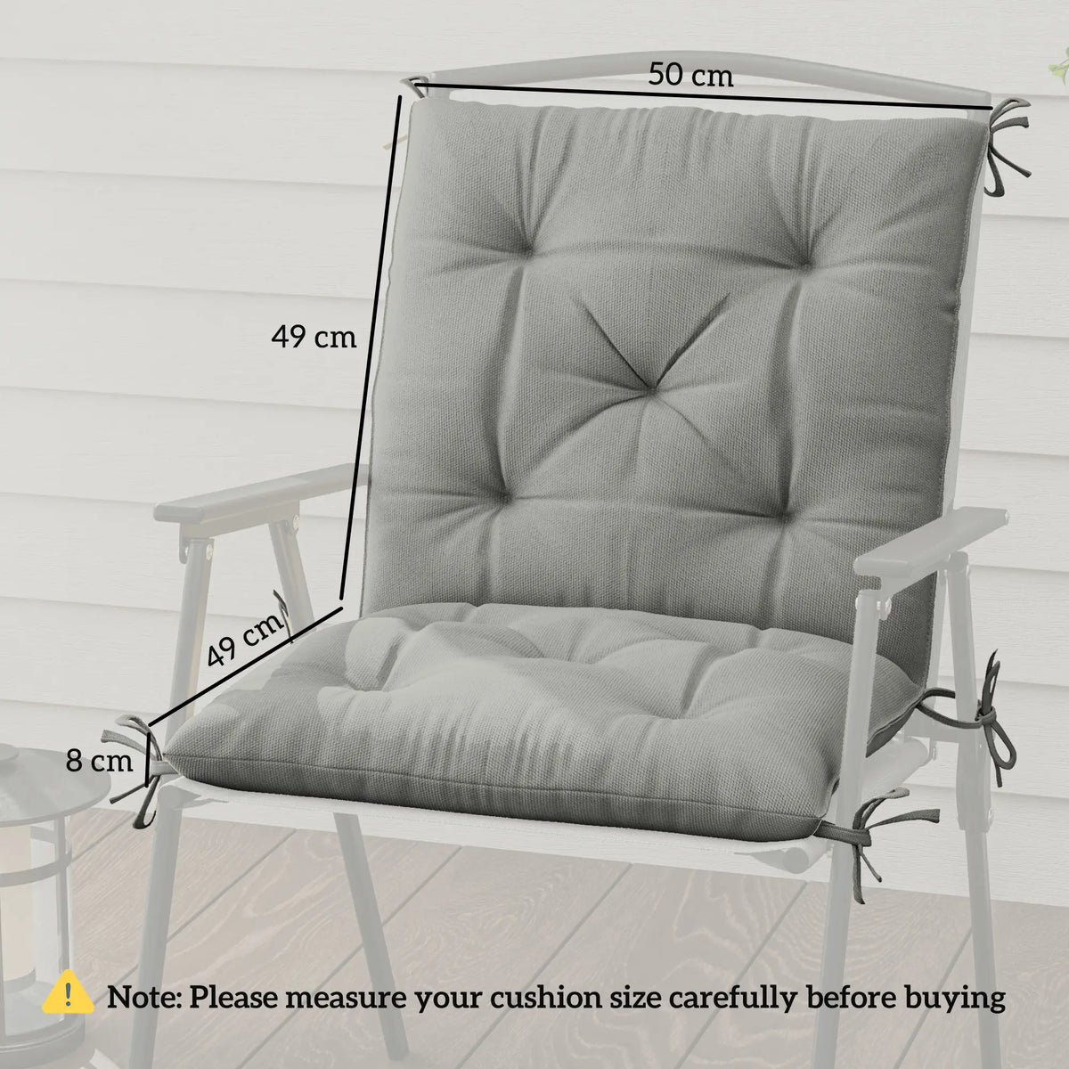 Outsunny Set of Two Outdoor Seat Cushions - Light Grey