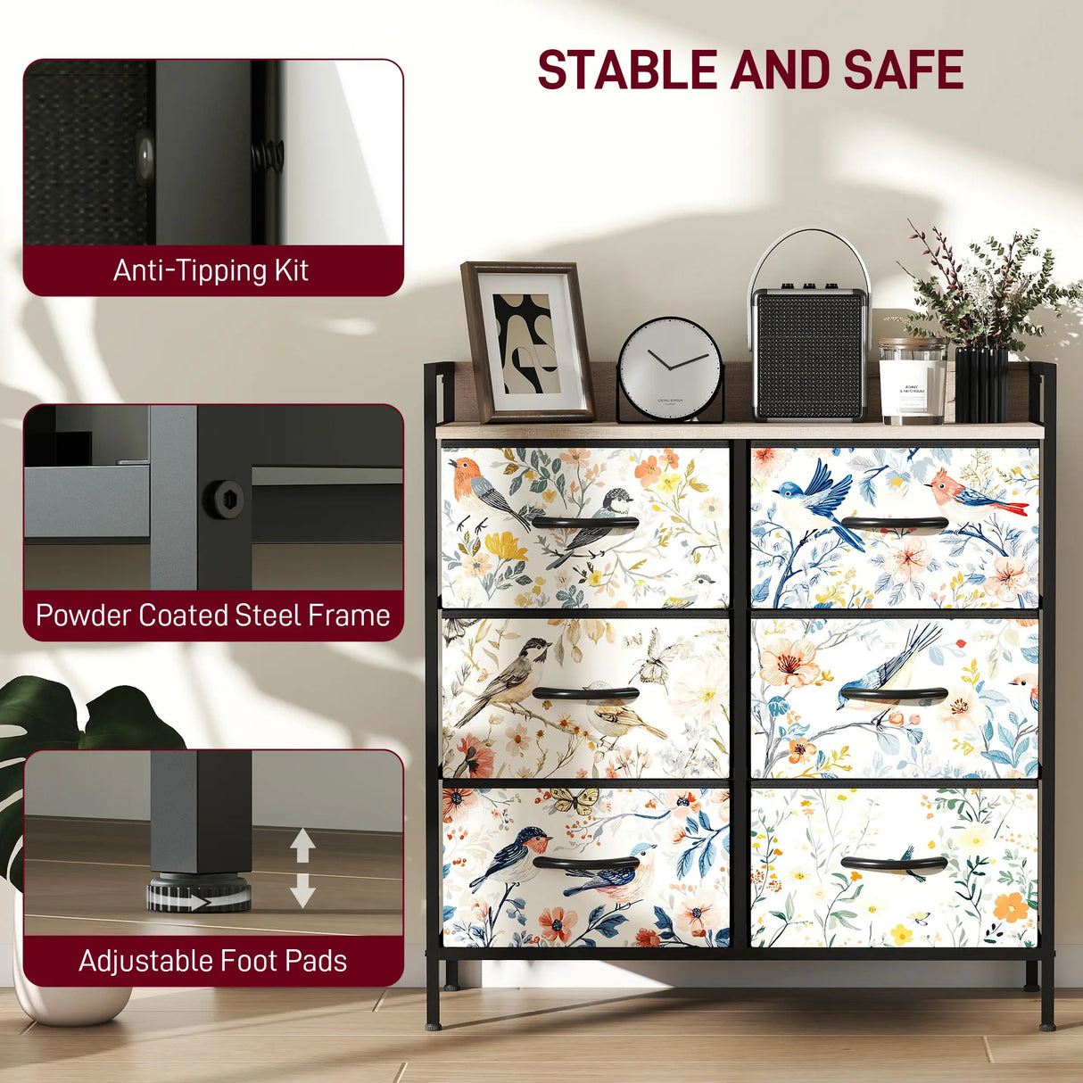 HOMCOM 6-Drawer Chest of Drawers - White