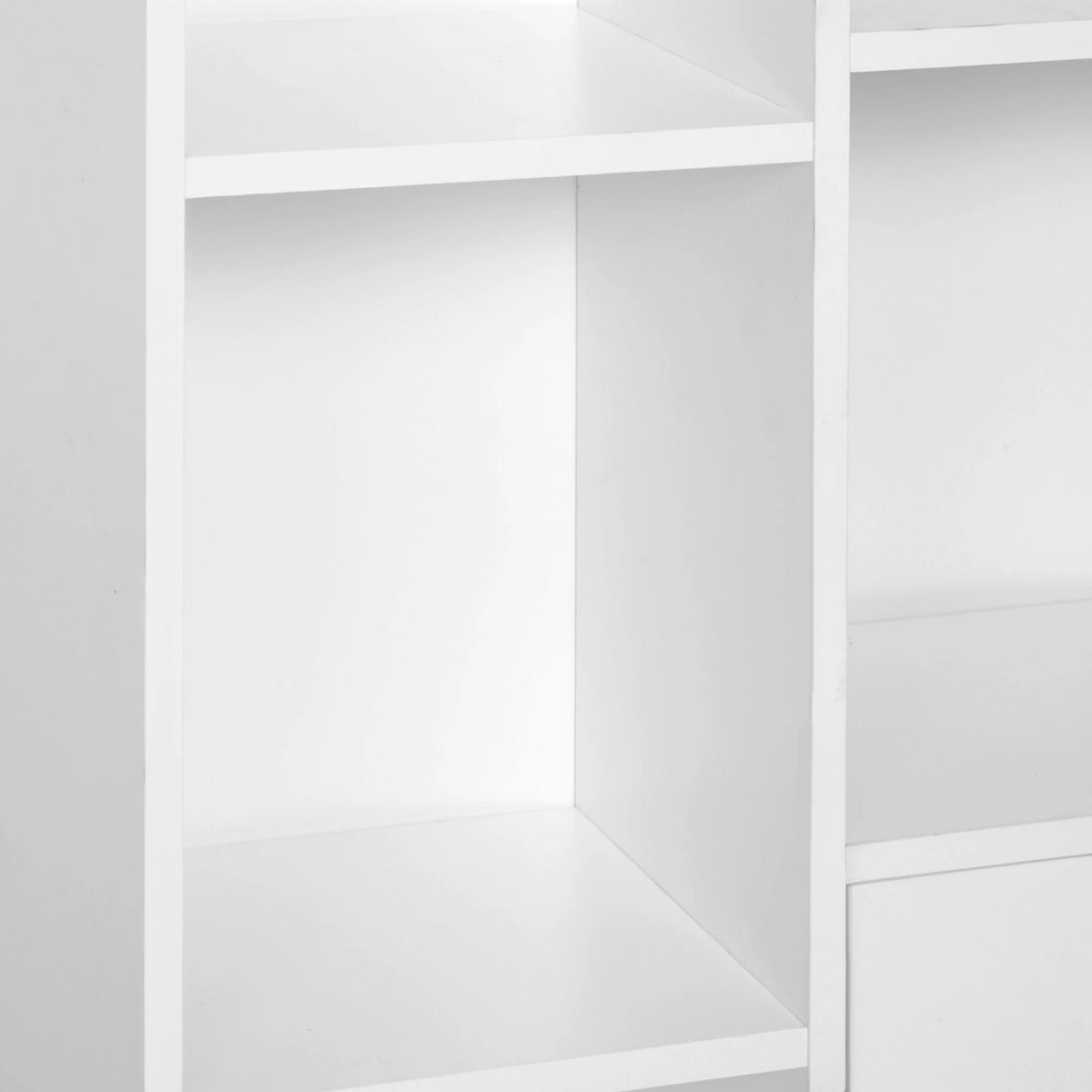 HOMCOM Sideboard Storage Cabinet Cupboard, Open Bookcase with 2 Doors 5 Compartments Wooden Modern Style for Living Room Bedroom Kitchen 80 x 23 x 123 cm, White
