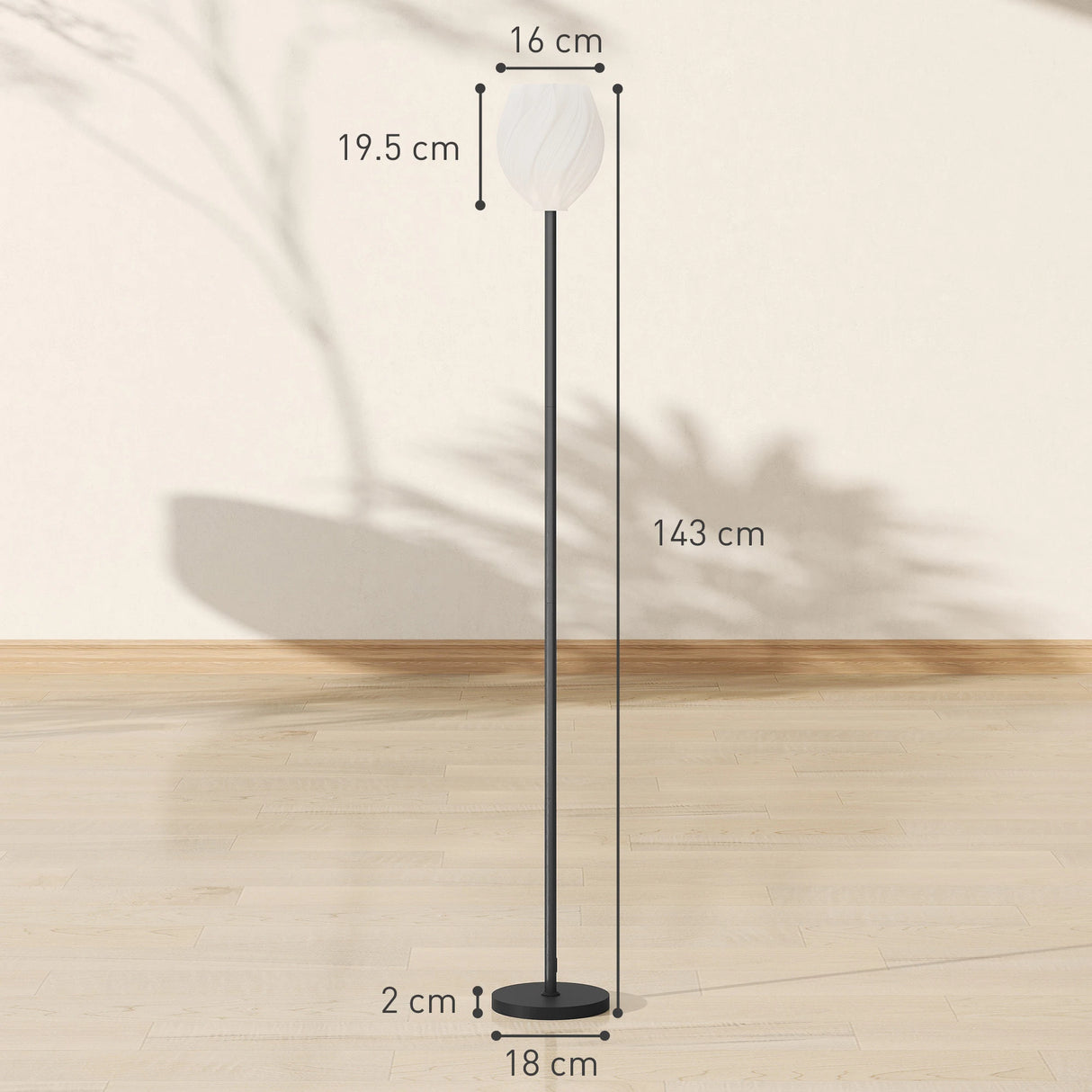 HOMCOM Flower Floor Lamp for Living Room, 3D Printed Modern Standing Lamp with Rose Shade & Foot Switch, Minimalist Tall Pole Lampshade for Bedroom, Office, E27 Holder without Bulb (25W Max), White