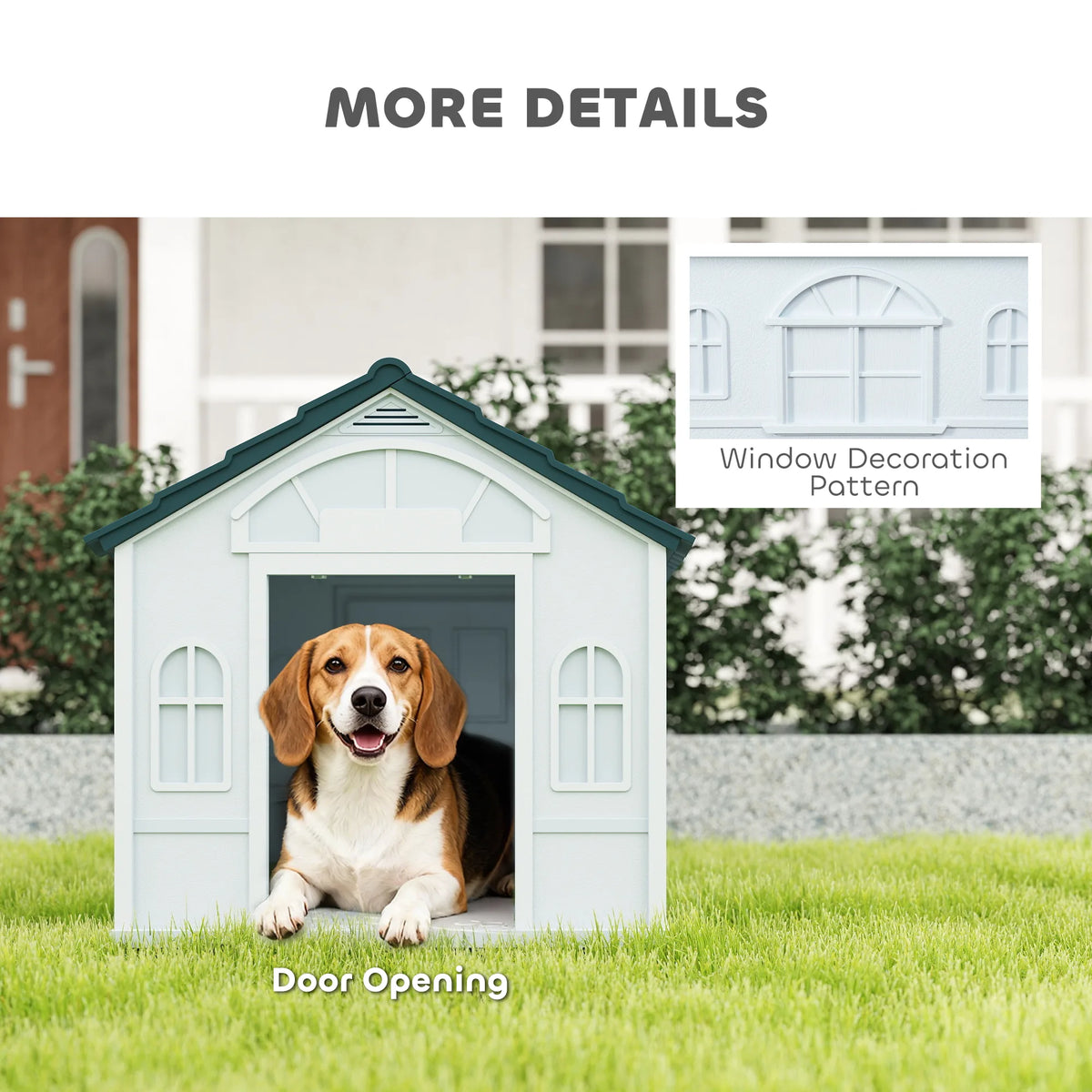 PawHut Plastic Weather-Resistant Dog House, for Indoors and Outdoors, Medium Dogs - White and Blue