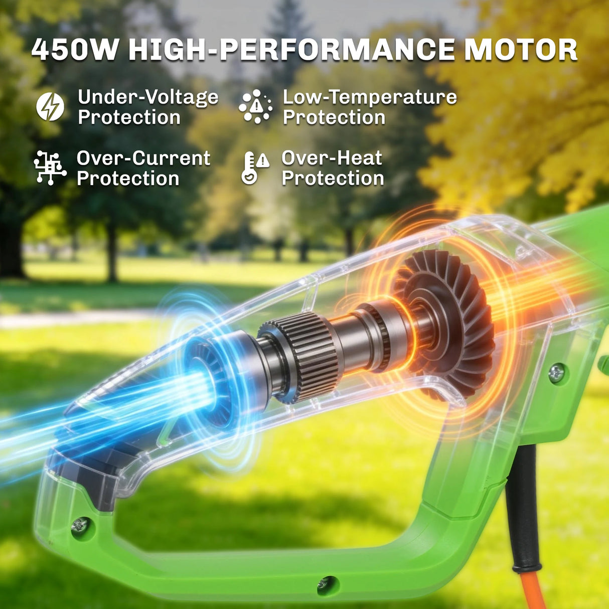 Outsunny 2.6m Corded Extendable Hedge Trimmer with 90 Adjustable Head, 450W Telescopic Electric Hedge Cutter Long Reach
