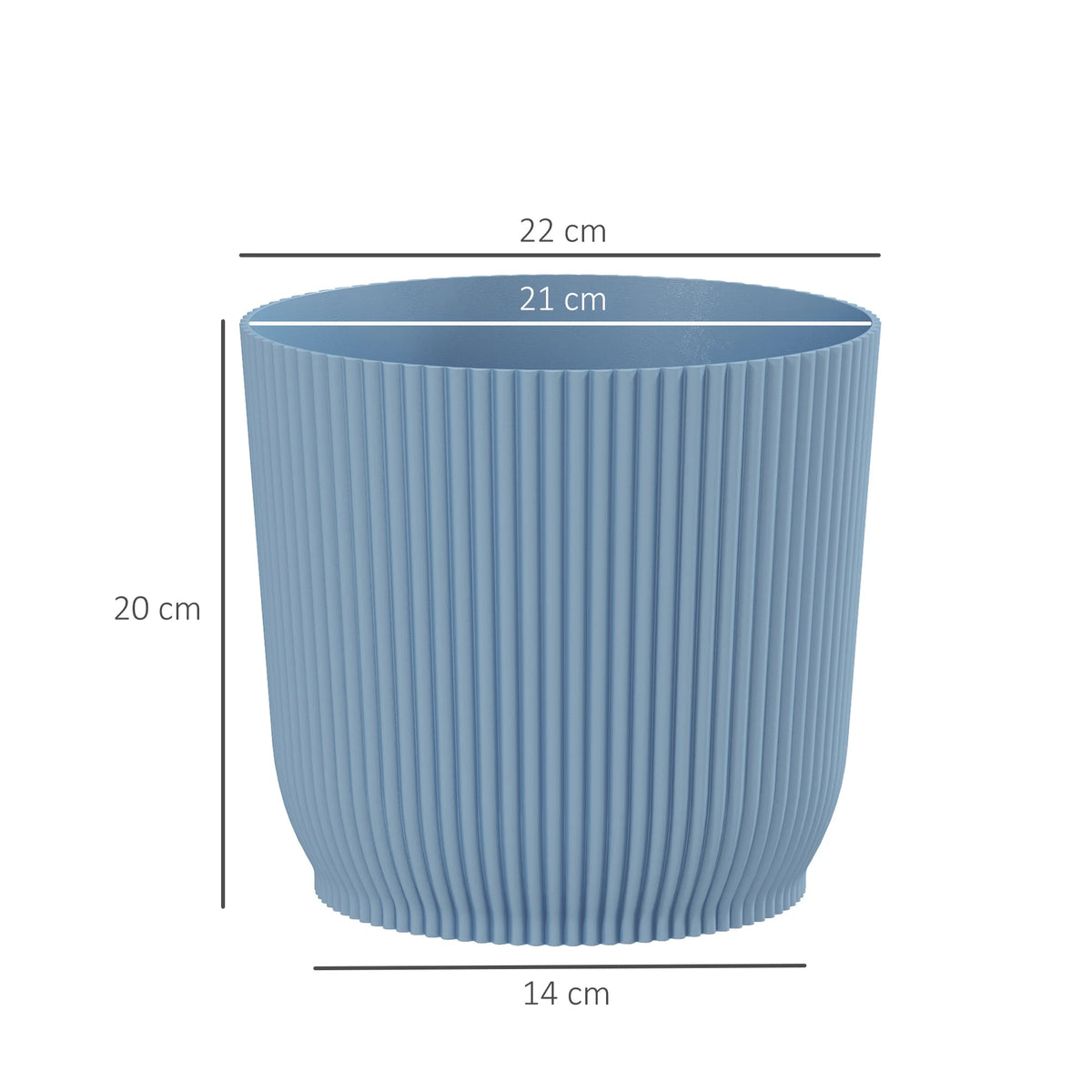 Outsunny Set of Three 22cm Planters - Blue