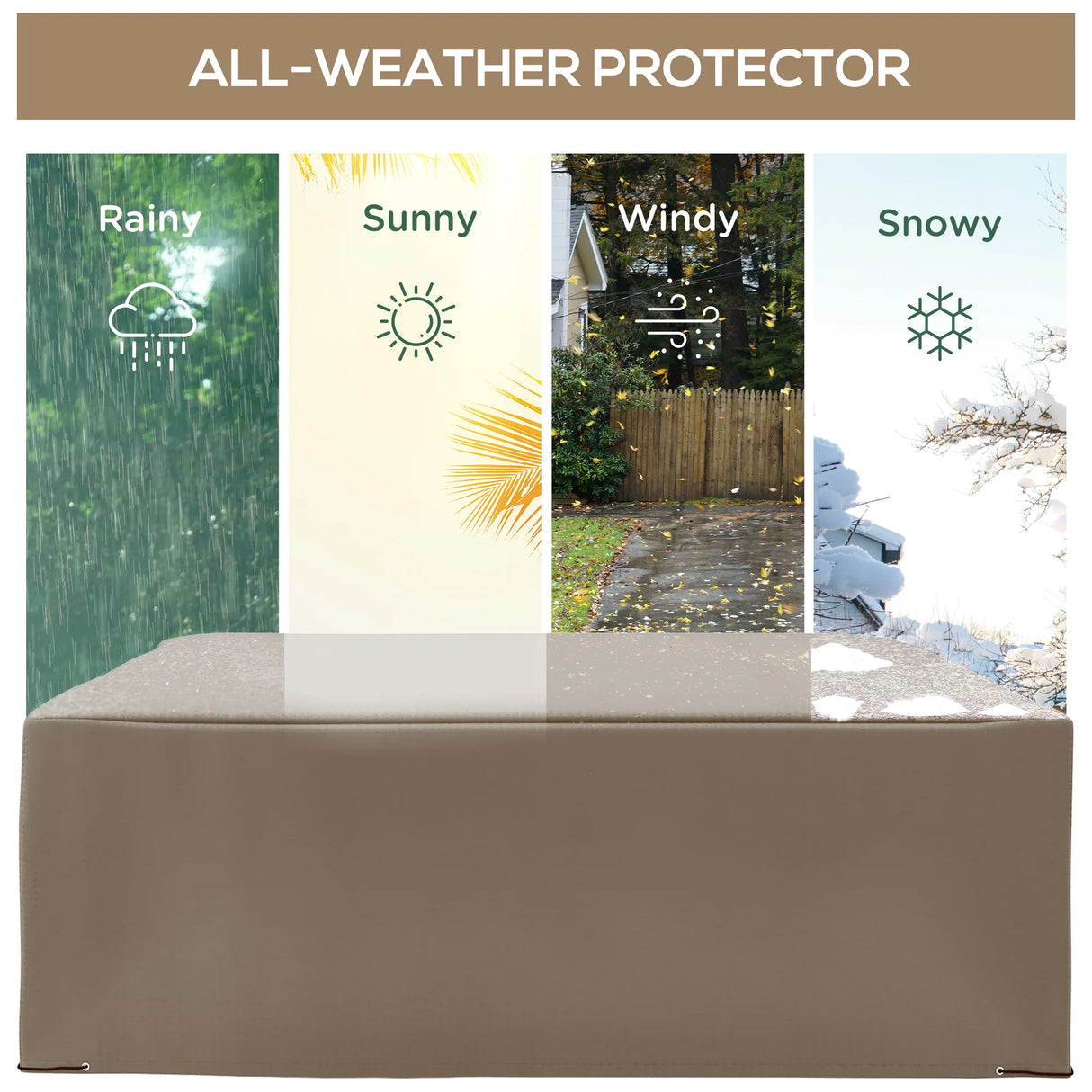 Outsunny 600D Oxford Patio Garden Furniture Dining Table Chair Set Cover Water Protector Waterproof Anti-UV Beige