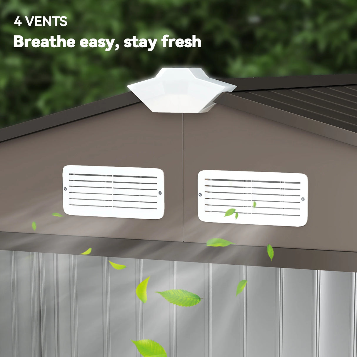 Outsunny 7 x 4ft Metal Garden Shed, Outdoor Storage Tool House with Ventilation Slots, Foundation Kit and Lockable Double Doors, Brown