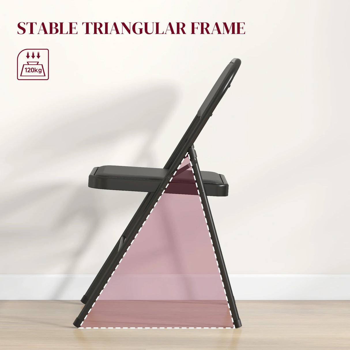 HOMCOM Set of Two Cushioned Folding Chairs - Black