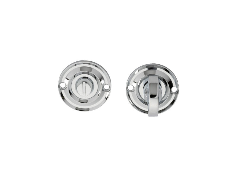 DELAMAIN TURN & RELEASE ON ROUND ROSE SMALL (4.9 X 67MM SPINDLE) - (FACE FIX) - POLISHED CHROME - 42MM - SET