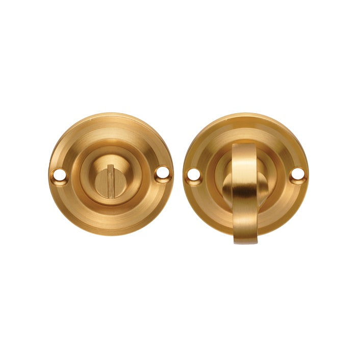 DELAMAIN TURN & RELEASE ON ROUND ROSE SMALL (4.9 X 67MM SPINDLE) - (FACE FIX) - SATIN BRASS - EACH