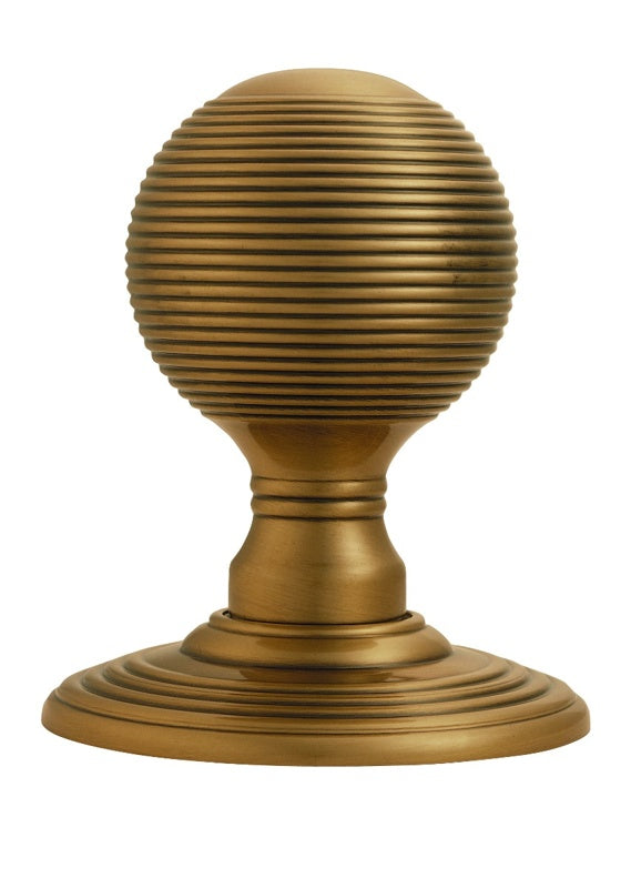 DELAMAIN REEDED KNOB (CONCEALED FIX) C/W LOCATING WASHER - FLORENTINE BRONZE - 51MM - PAIR