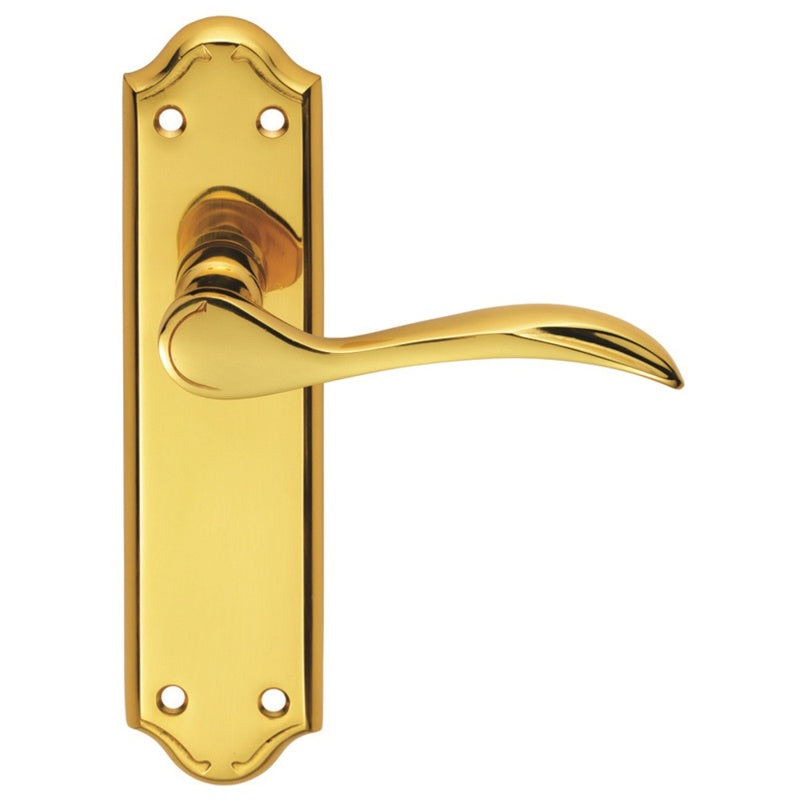 MADRID LEVER ON BACKPLATE - LATCH - POLISHED BRASS - 180MM X 45MM - PAIR