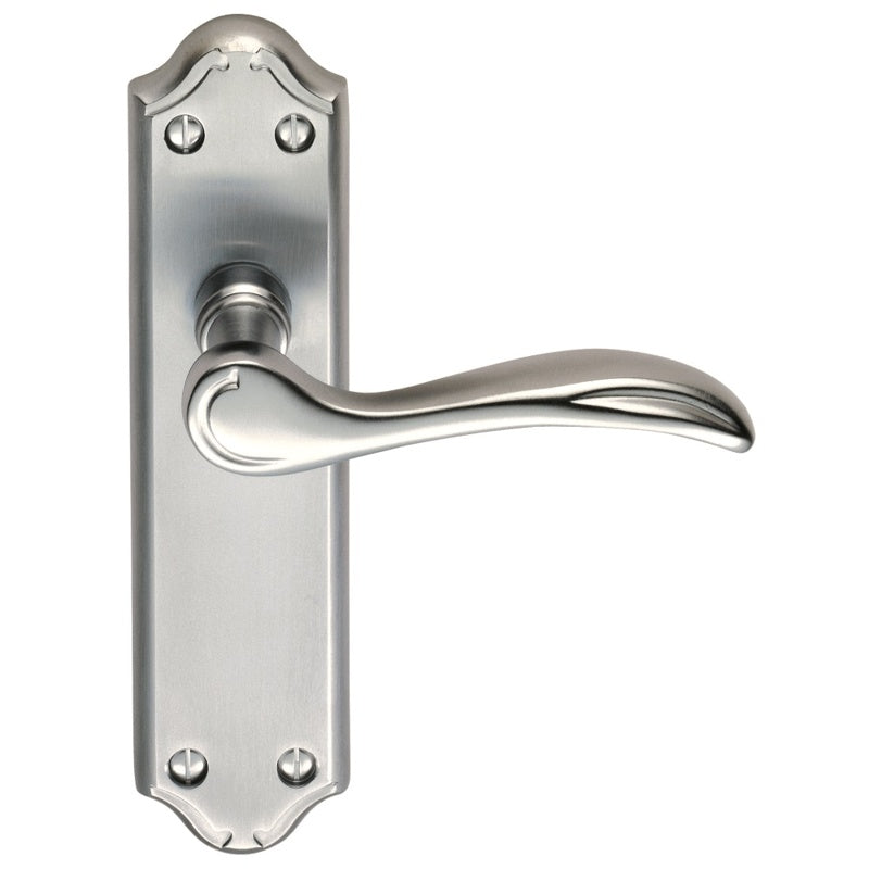MADRID LEVER ON BACKPLATE - LATCH - SATIN CHROME - 180MM X 45MM - PAIR