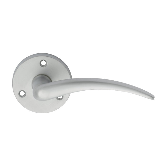 LEVER ON ROUND ROSE - SATIN CHROME - 57MM - PAIR