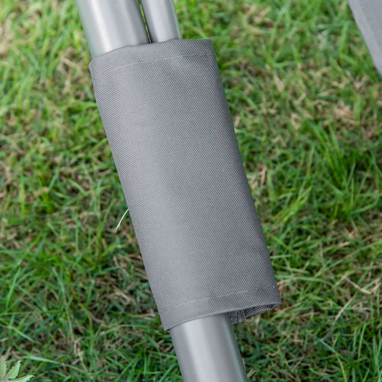 Outsunny Double Sun Lounger with Adjustable Detachable Canopy, Portable Garden Daybed for 2 with Wheels, Outdoor Sunbed Hammock with 2 Pillows, 220 KG Max. Load, Grey