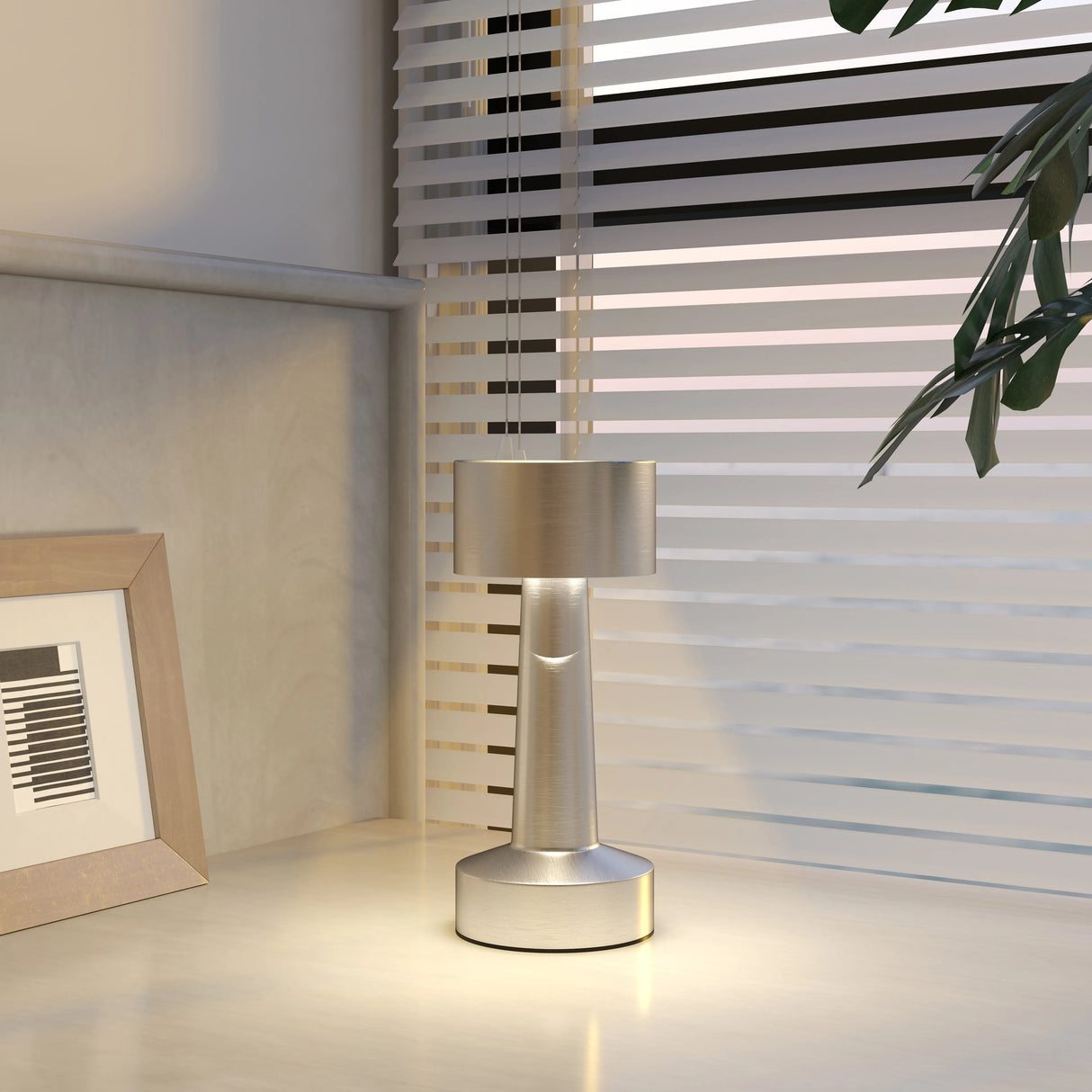 HOMCOM Cordless Table Lamp, Touch LED Desk Lamp with Rechargeable Battery, 3 Colour, for Bedroom Living Room, Silver