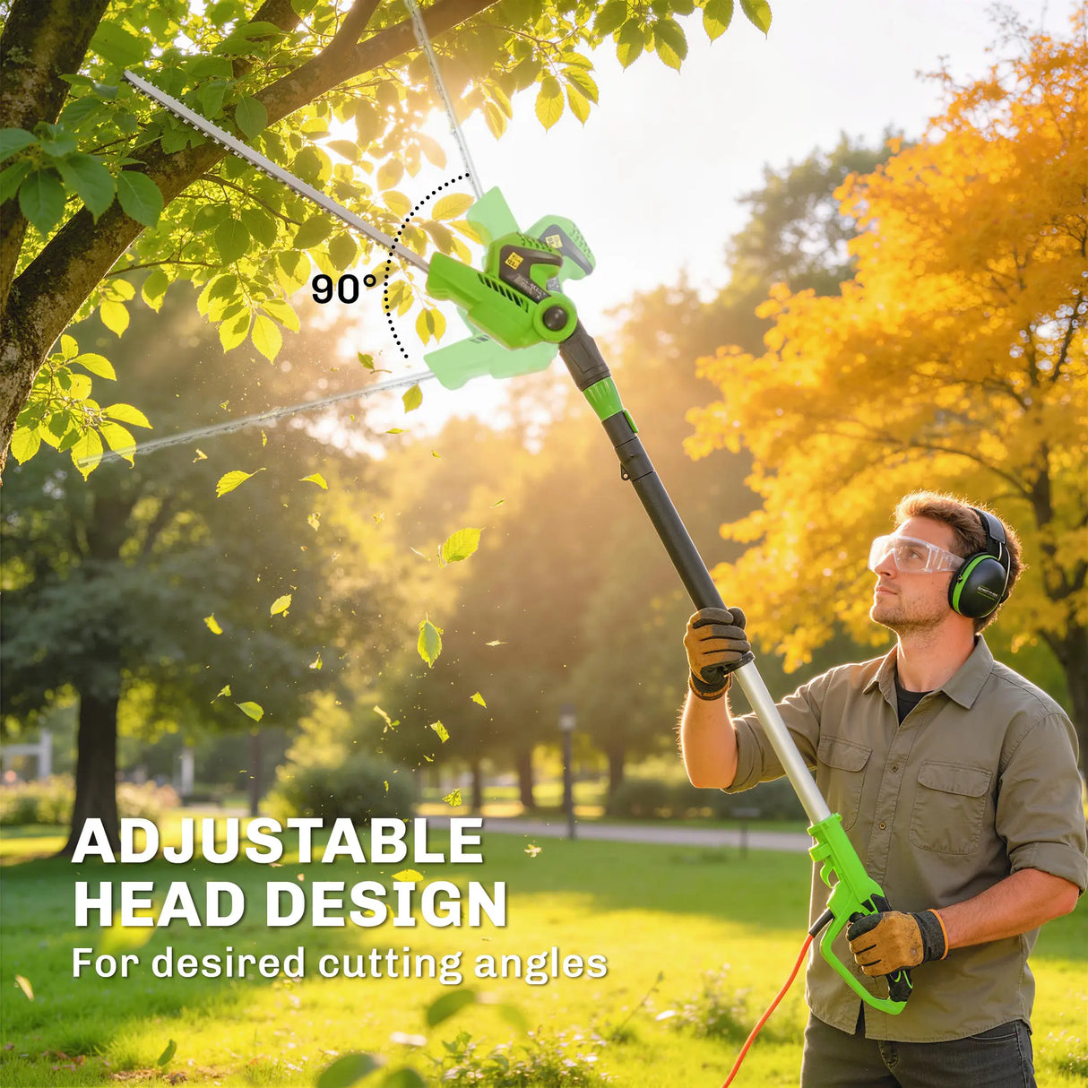 Outsunny 2.6m Corded Extendable Hedge Trimmer with 90 Adjustable Head, 450W Telescopic Electric Hedge Cutter Long Reach