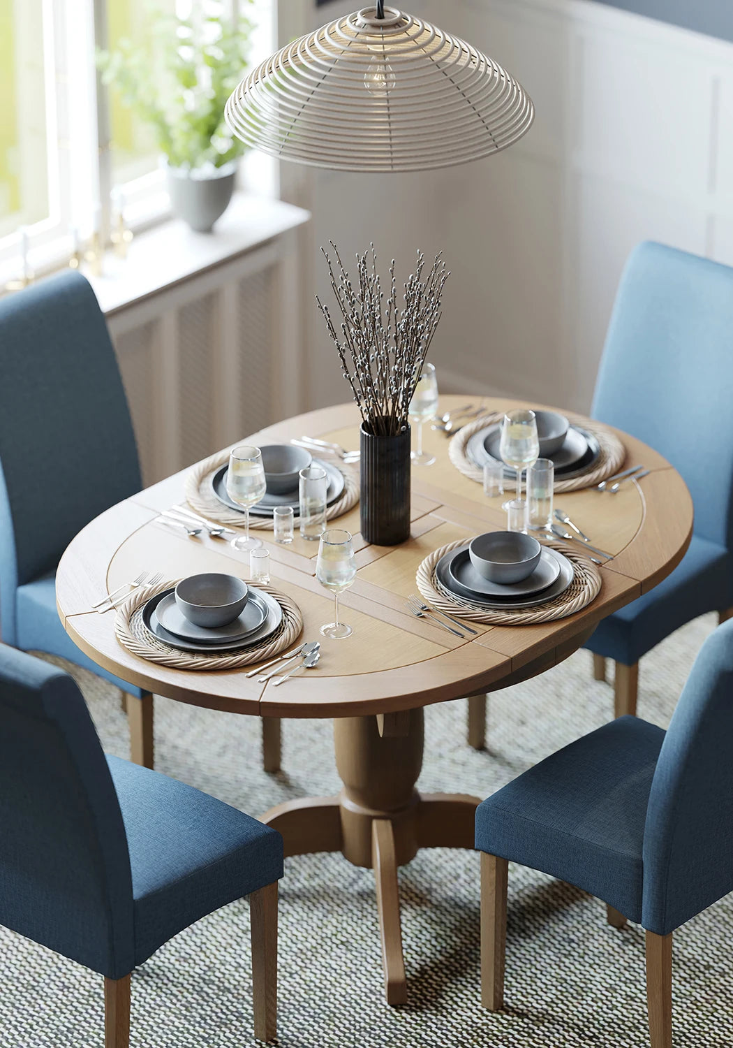 Round Extending Pedestal Table