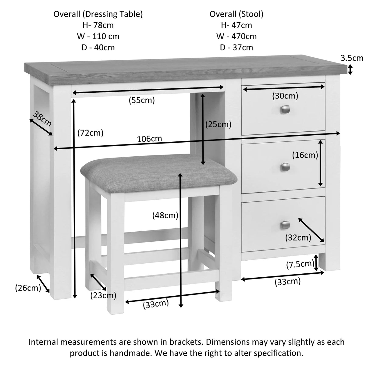 Dressing Table + Stool (DPT022 - IVORY)