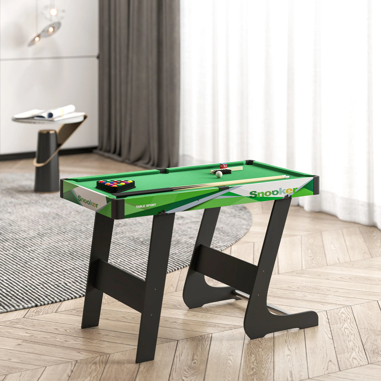 SPORTNOW 104cm Folding Mini Pool Table Set with 2 Cues, 16 Balls, Chalk, Triangle, Brush, Green