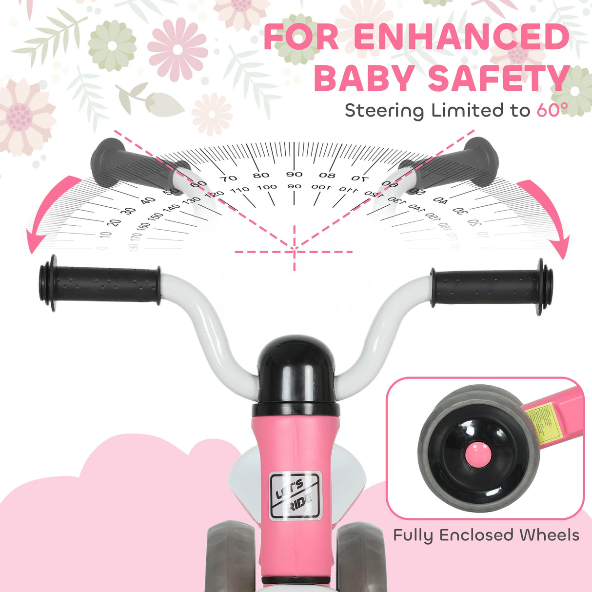 AIYAPLAY Toddler Balance Bike with No Pedal, 3 Silence Wheels for 12-36 Months Boys and Girls, Indoor Outdoor, Pink