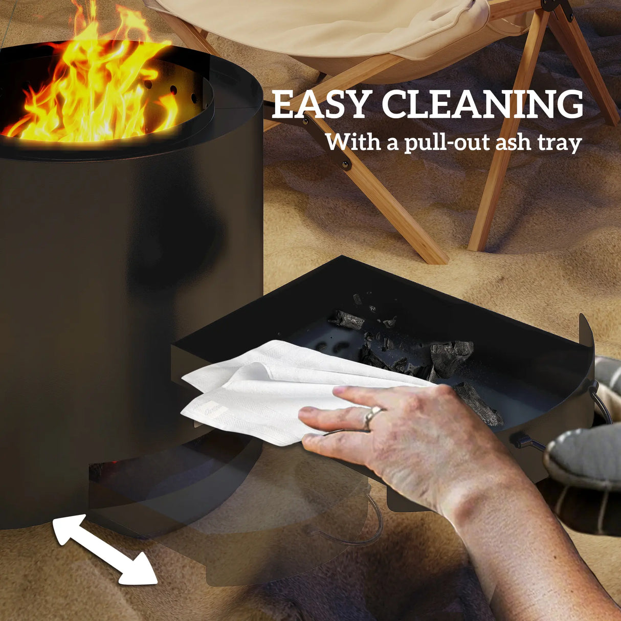 Outsunny Metal Wood-burning Fire Pit with Fire Poker - Black