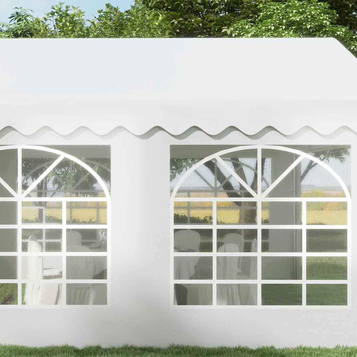 Outsunny 4m x 4m Marquee Party Tent, Heavy Duty Wedding Canopy with Sidewalls, Doors, Windows, Galvanised Garden Gazebo for Parties Events, White
