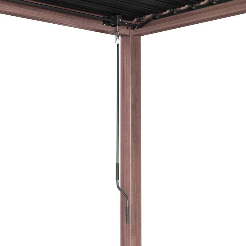 Wood Effect Aluminium Pergola With Blinds - 3m x 3m