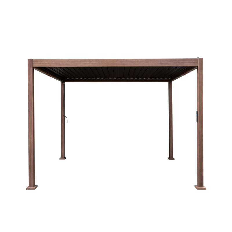 Wood Effect Aluminium Pergola 3m x 3m