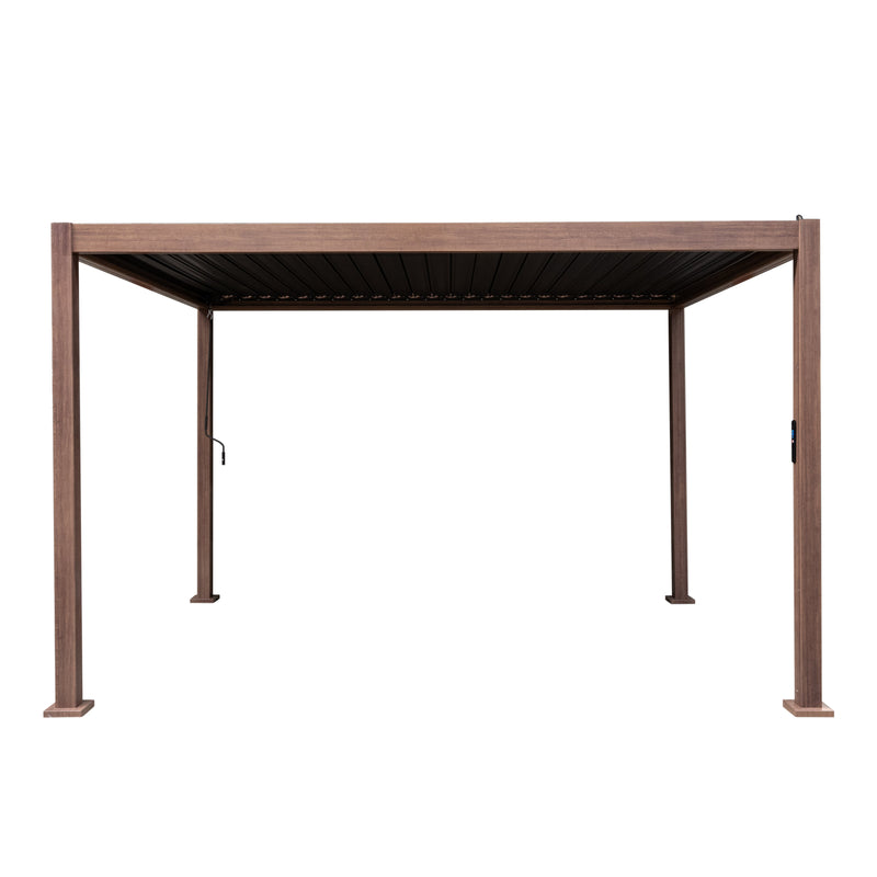 Wood Effect Aluminium Pergola 4m x 3m