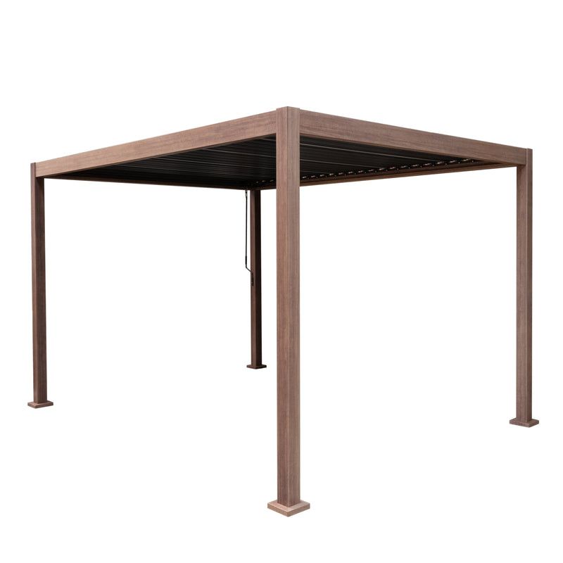 Wood Effect Aluminium Pergola 4m x 3m