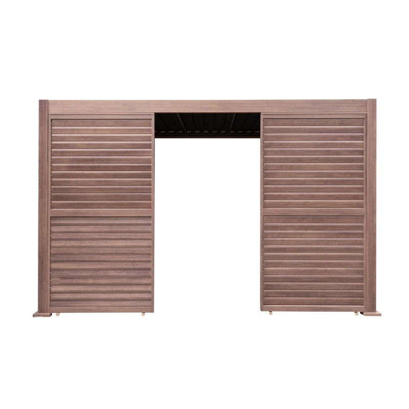 Aluminium Wood Effect Pergola 3 x 3m with 2 Louvre Panels