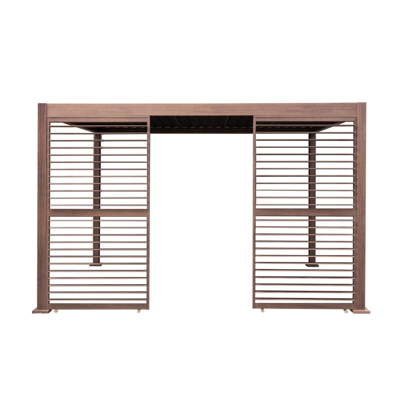 Aluminium Wood Effect Pergola 4m x 3m with 2 Louvre Panels