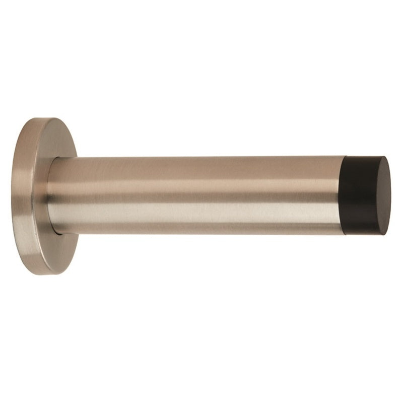 102 X 22MM - WALL MOUNTED DOORSTOP ON ROSE - CONCEALED FIX - SATIN STAINLESS STEEL - 102mm - EACH
