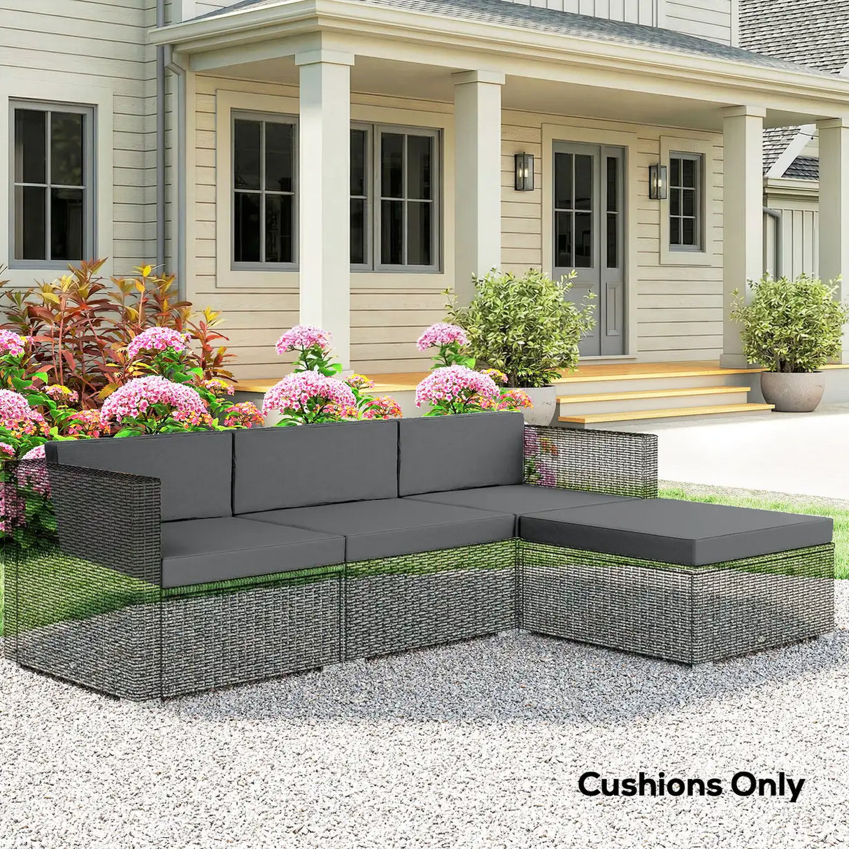 Outsunny 7-Piece Patio Furniture Cushions, Outdoor Loveseat Cushion with Removable Covers for Rattan Furniture, 60x60 cm, Dark Grey
