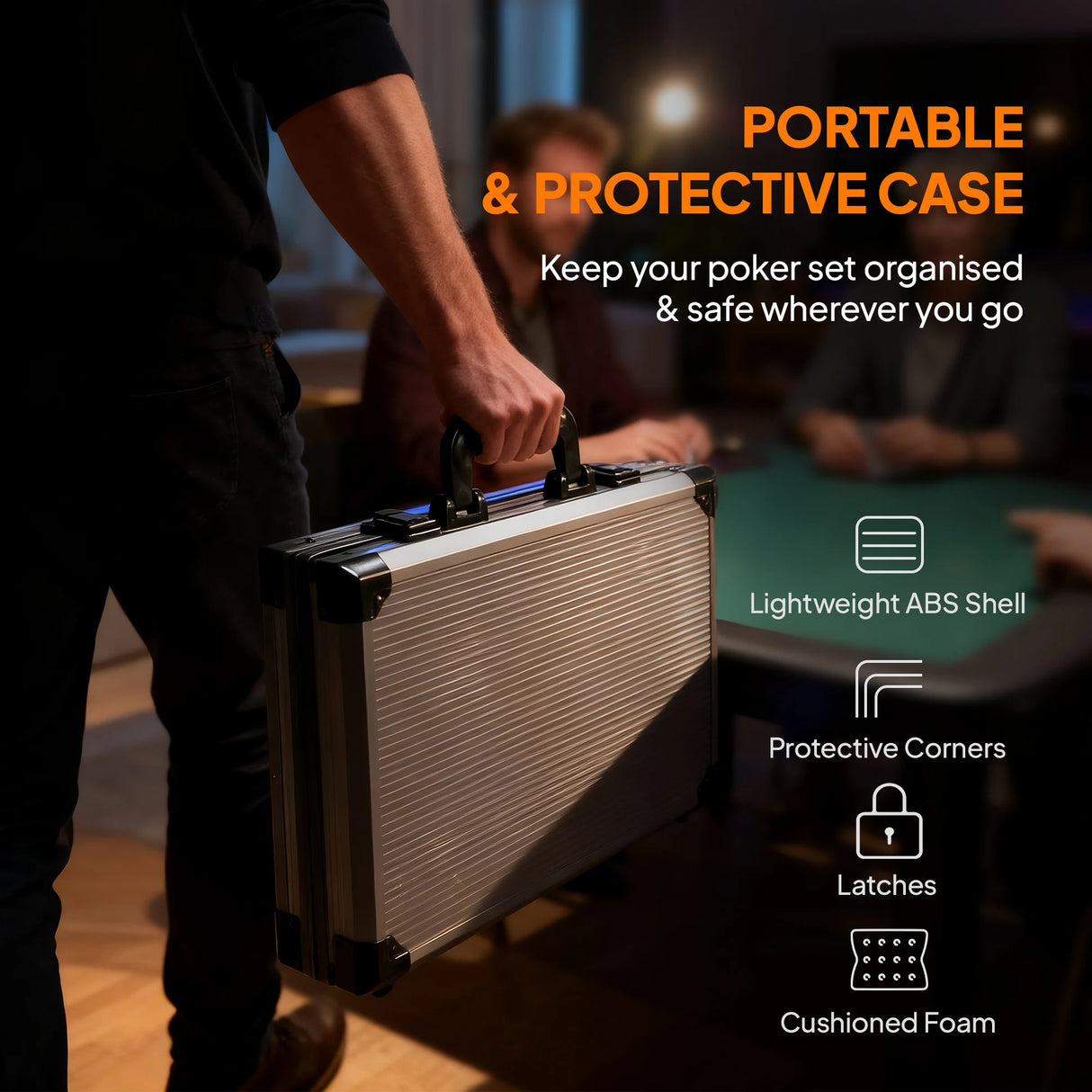 SPORTNOW 400-Piece Poker Chips Set with Lightweight ABS Case, Casino Texas Holdem Poker Set with Mat, 11.5g Numbered Poker Chips, Two Decks of Cards, Dealer, Five Dices, Grey