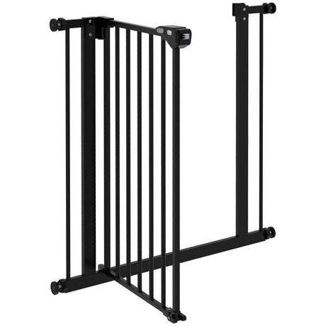 PawHut Adjustable Safety Gate w/ One Extensions, Four Adjustable Screws, Black